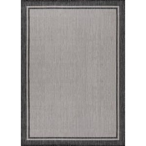 Hawaii Grey/Black 5 ft. x 7 ft. Bordered Indoor/Outdoor Area Rug