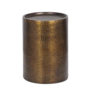Vernon 16 in. Aged Brass Round Metal End Table