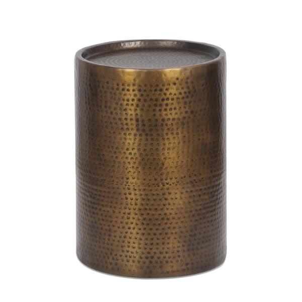 Noble House Vernon 16 in. Aged Brass Round Metal End Table