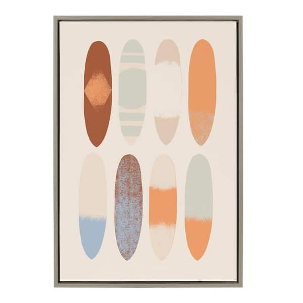 Kate and Laurel Sylvie Sea Breeze Board Pattern by Hannah Beisang Framed Canvas Abstract Art Print 23 in. x 33 in.