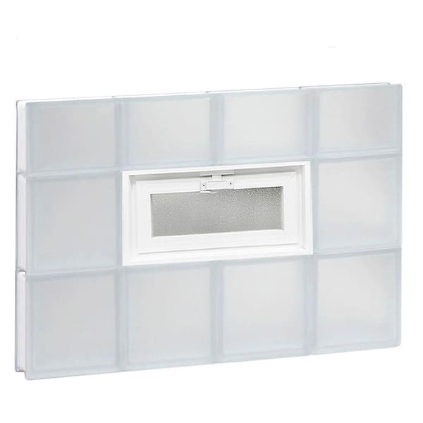 Clearly Secure 31 in. x 21.25 in. x 3.125 in. Frameless Vented Frosted Glass Block Window