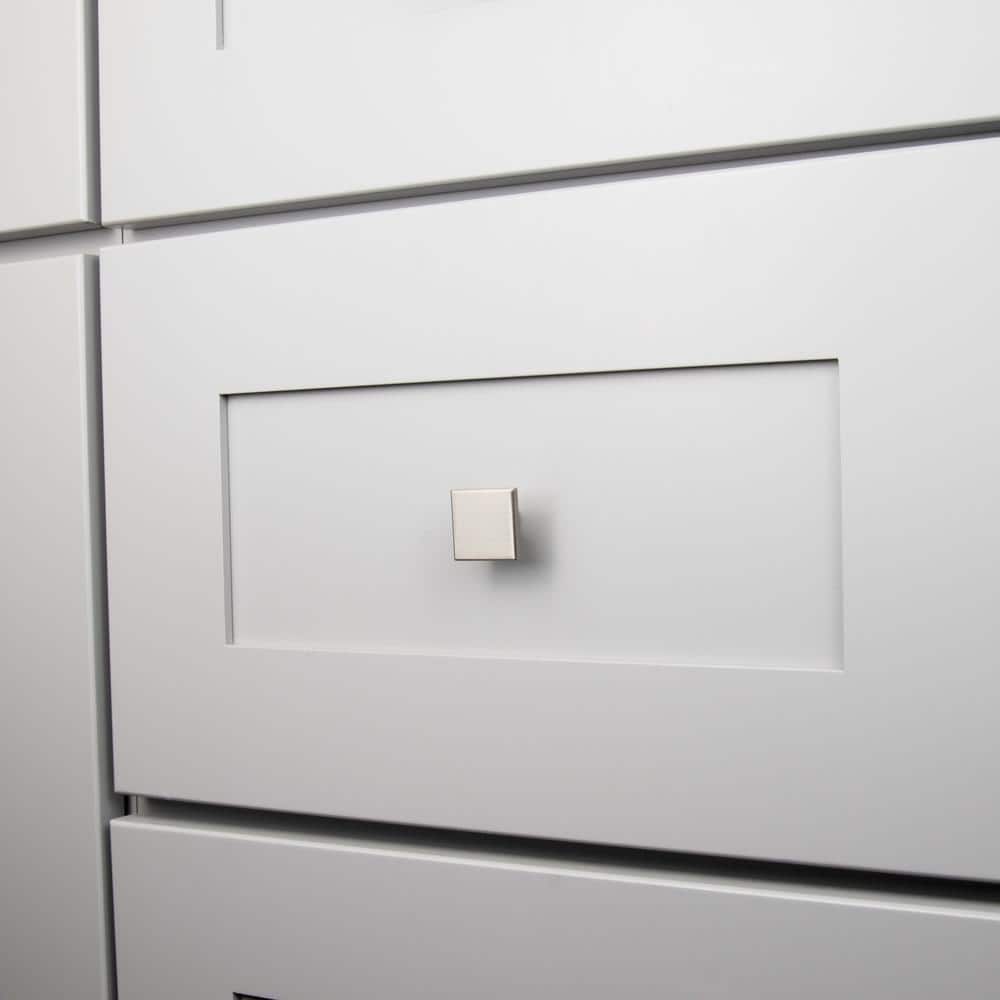 Satin Nickel Square Modern Cabinet Knobs with Mounting Hardware
