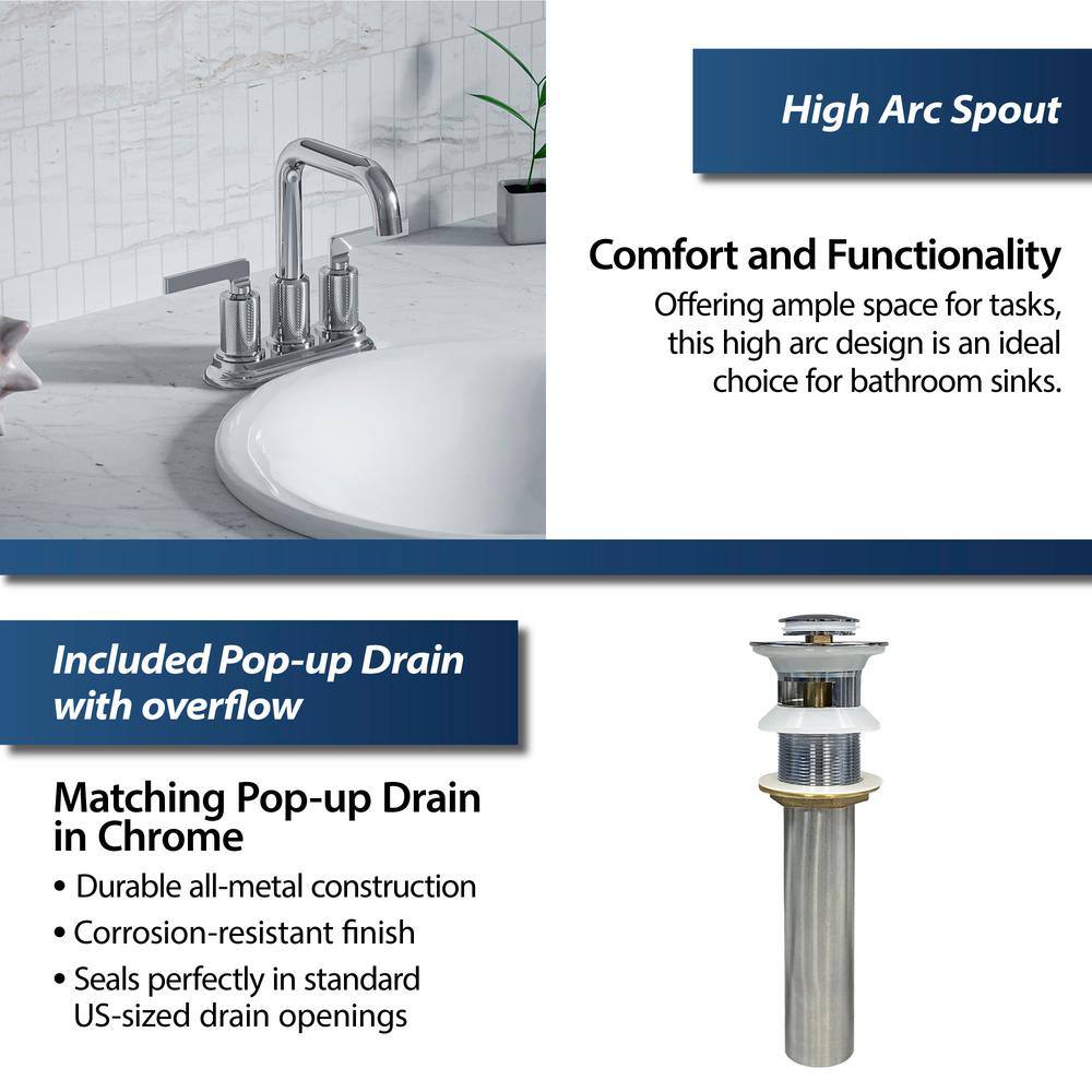 Chrome 2-Handle 4-Inch Centerset Bathroom Faucet with Pop-Up Drain