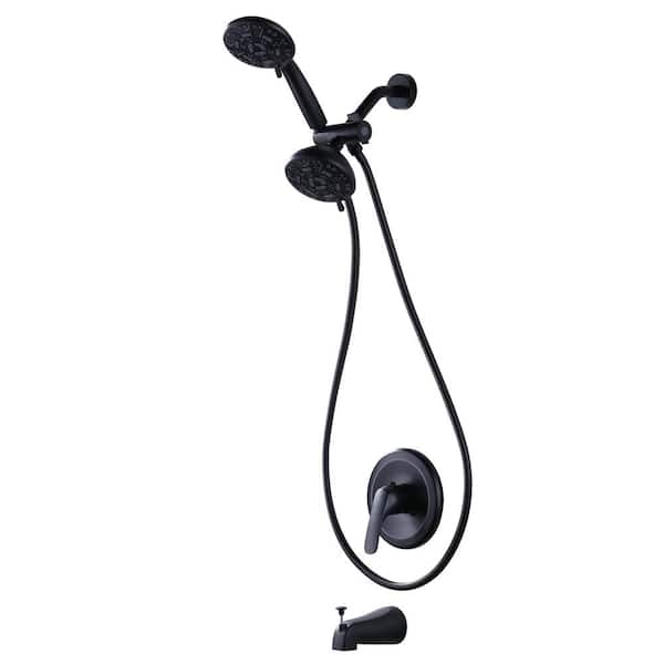 WOWOW Single Handle 7-Spray Patterns Wall Mounted Shower Faucet and Hand Shower 1.8 GPM with Corrosion Resistant in. Black