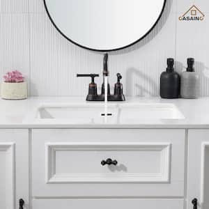 4 in. Centerset Double Handle Bathroom Sink Faucet Lavatory Faucet with Stainless steel Drain in Oil Rubbed Bronze