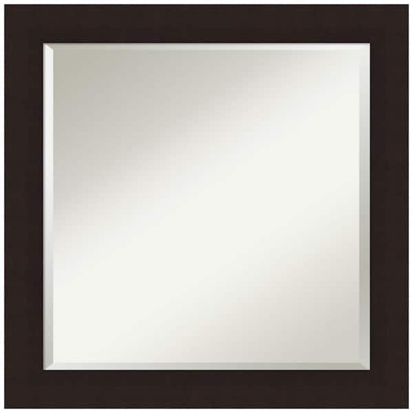 Amanti Art Carlisle Espresso 24 in. W x 24 in. H Wood Framed Beveled Wall Mirror in Brown