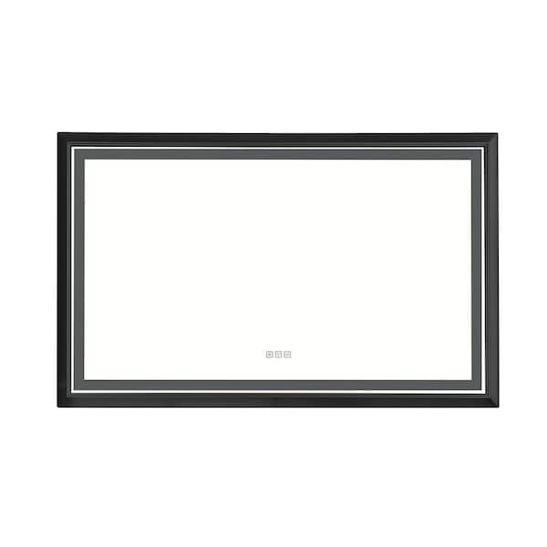 Unbranded Matte Black 48 in. W x 29.7 in. H Modern Rectangle Aluminium Framed Mirror Wall Mirror Vanity Mirror