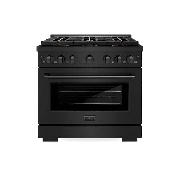 36 in. 5.2 cu. ft. Paramount Dual Fuel Range with 6 Burner DuoPro Cooktop and Convection Oven in Black Stainless Steel
