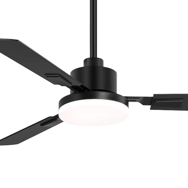Breezary Larrisa 52 in. Indoor Black Ceiling Fan with Integrated LED Light with Remote Control Included
