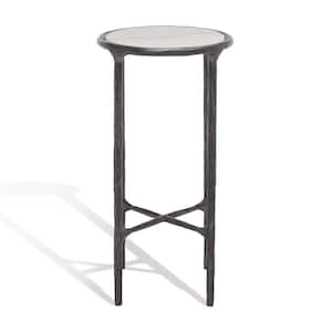 Jessa 12 in. Black Round Marble End Table