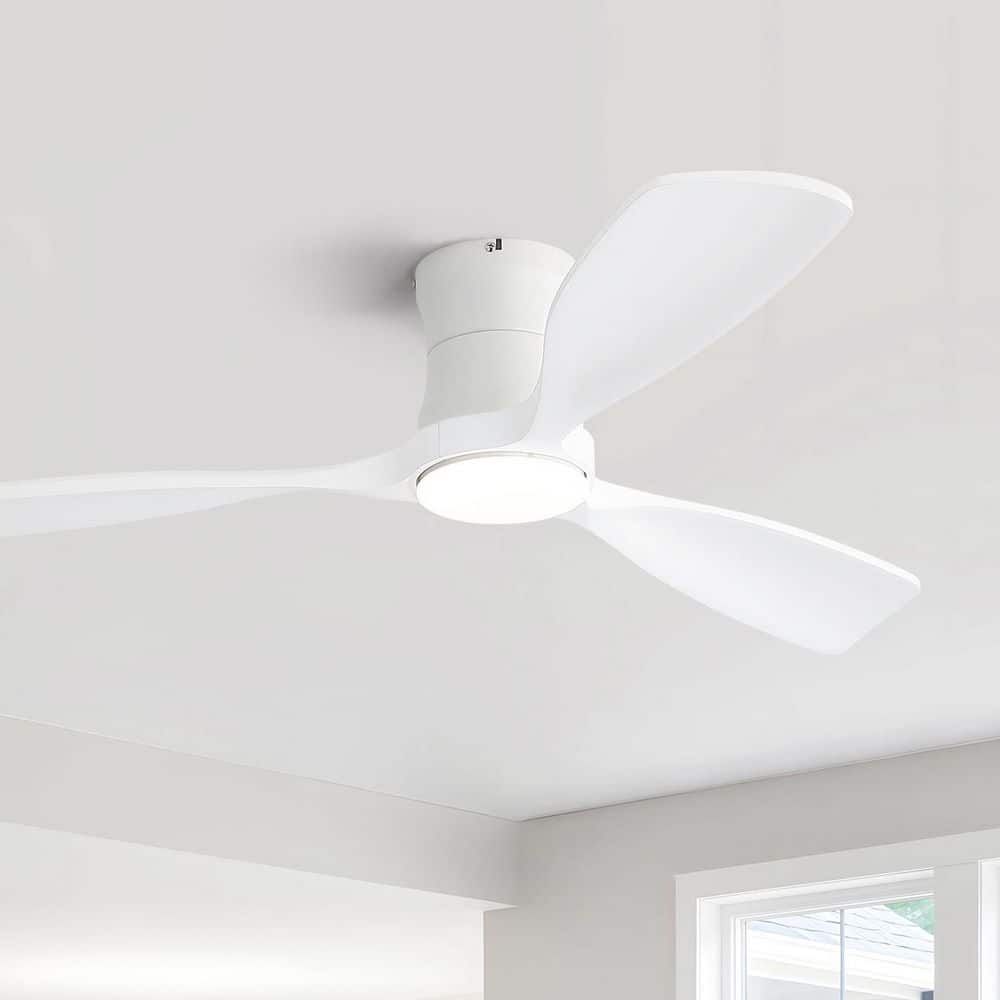 48 in. Indoor/Outdoor Standard White Flush Mount Integrated LED Ceiling Fan with Light and Remote Control for Bedroom price history on PriceWatchPro