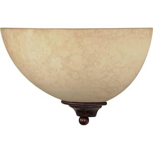 1-Light Old Bronze Sconce with Tuscan Suede Glass Shade