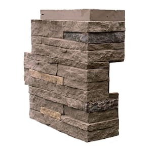 Stacked Stone Walnut Brown 4.25 in. x 13.75 in. Faux Stone Siding Corner (4-Pack)