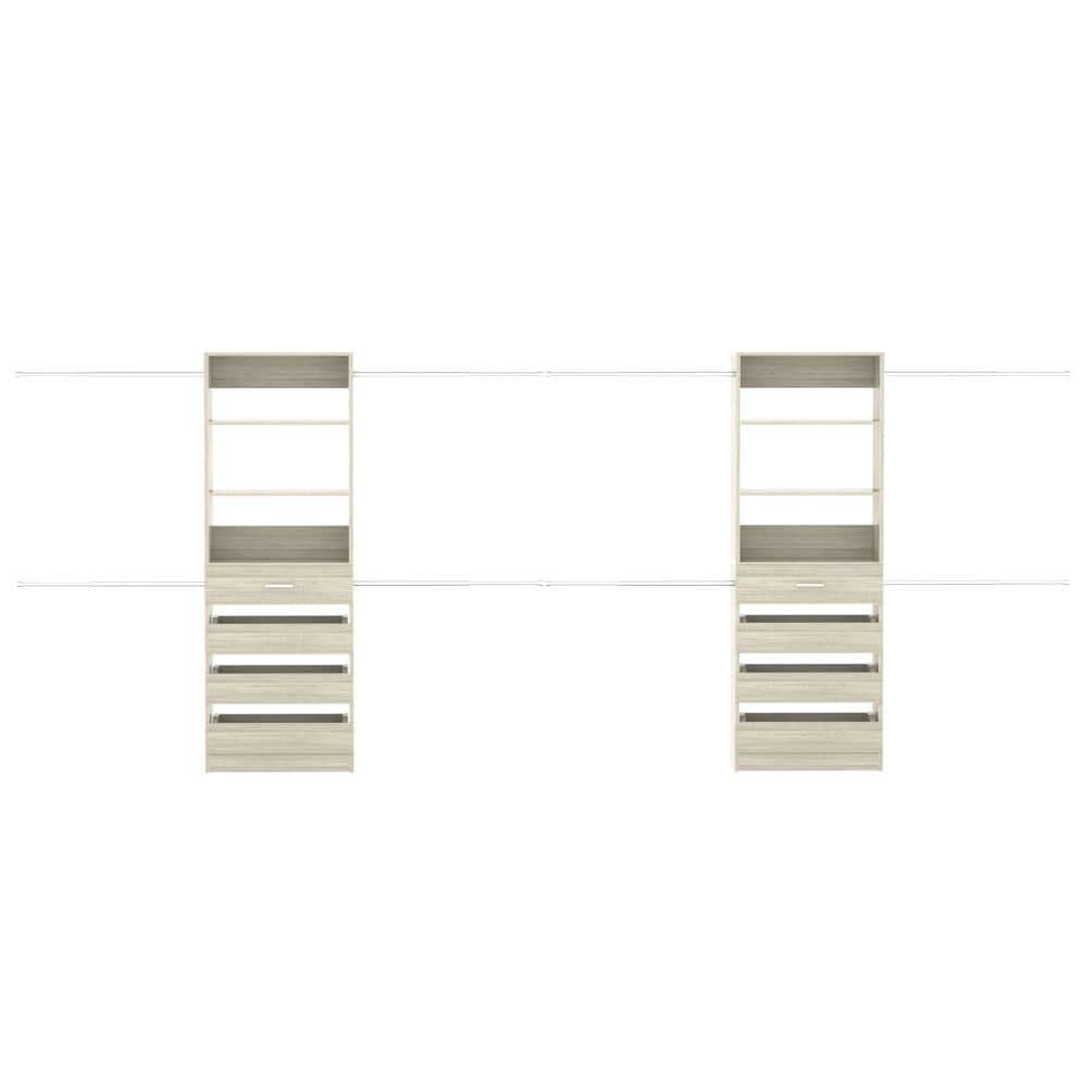 Wood Closet System Set of 2, 4-9 Ft Wood Closet Organizer with 8 Drawers & Shelves, Closet Organizer System White Oak price history on PriceWatchPro