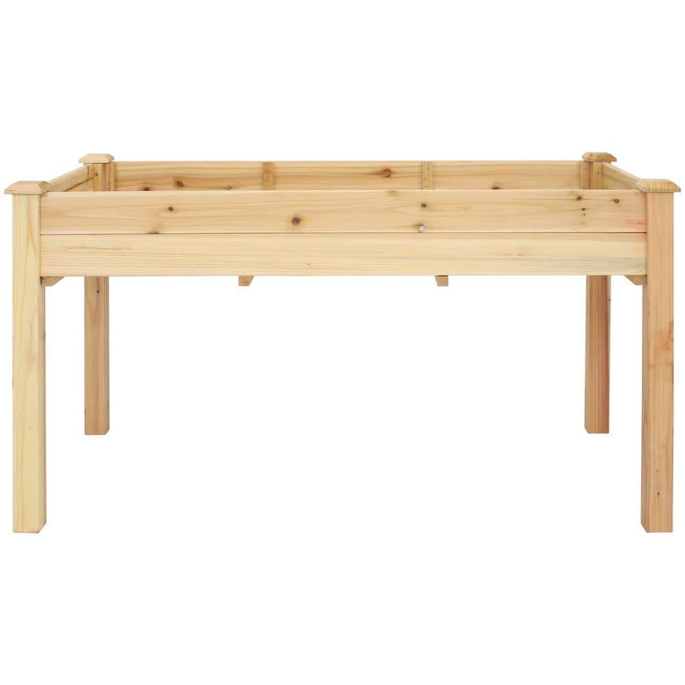 Light Brown Fir Wood Elevated Garden Planter Box