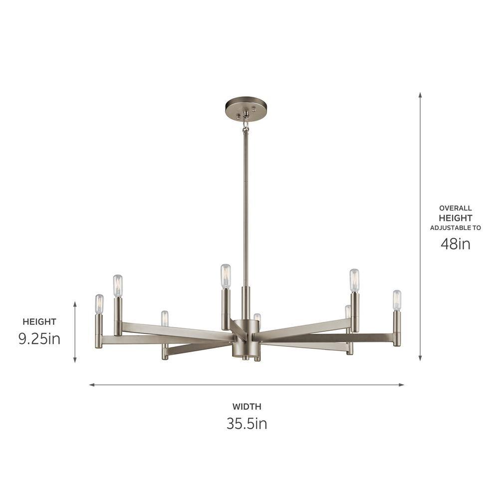 Sleek Modern 35'' Black Nickel 8-Light Ambient Chandelier