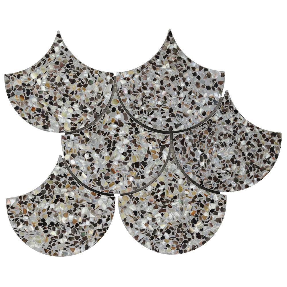 Gray Iridescent Polished Mosaic Fish Scale Tile