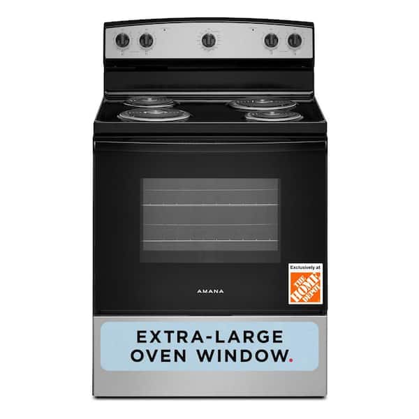 30 in. 4 Elements Freestanding Electric Range in Stainless Steel with Extra-Large Oven Window