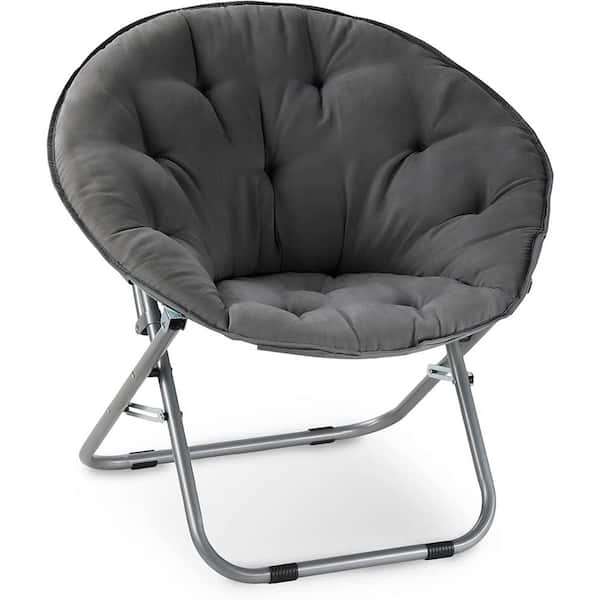 Tidoin Gray Metal Outdoor Lounge Chair with Gray Cushion