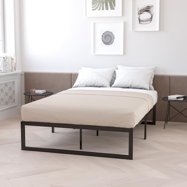 Carnegy Avenue Lana Black Metal Frame Twin Platform Bed No Box Spring Needed with Steel Slat Support and Quick Lock Functionality