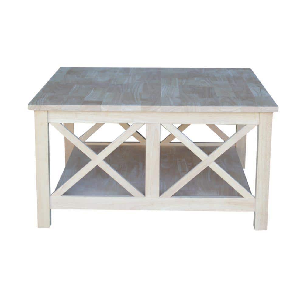 Hampton 41" Natural Wood Square Coffee Table with Storage