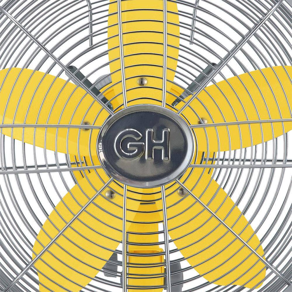 Yellow and Silver 12" Metal Oscillating Retro Table Fan