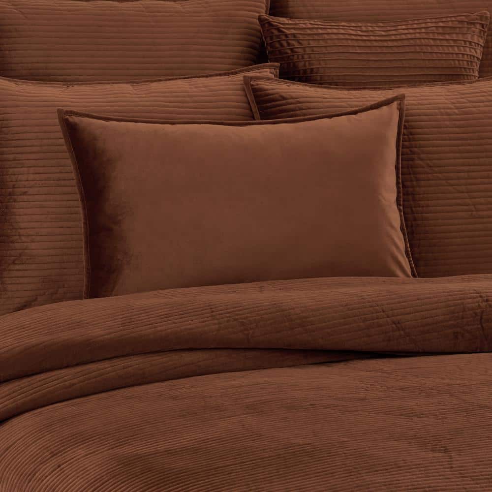 Terracotta Velvet Rectangle Lumbar Throw Pillow Cover