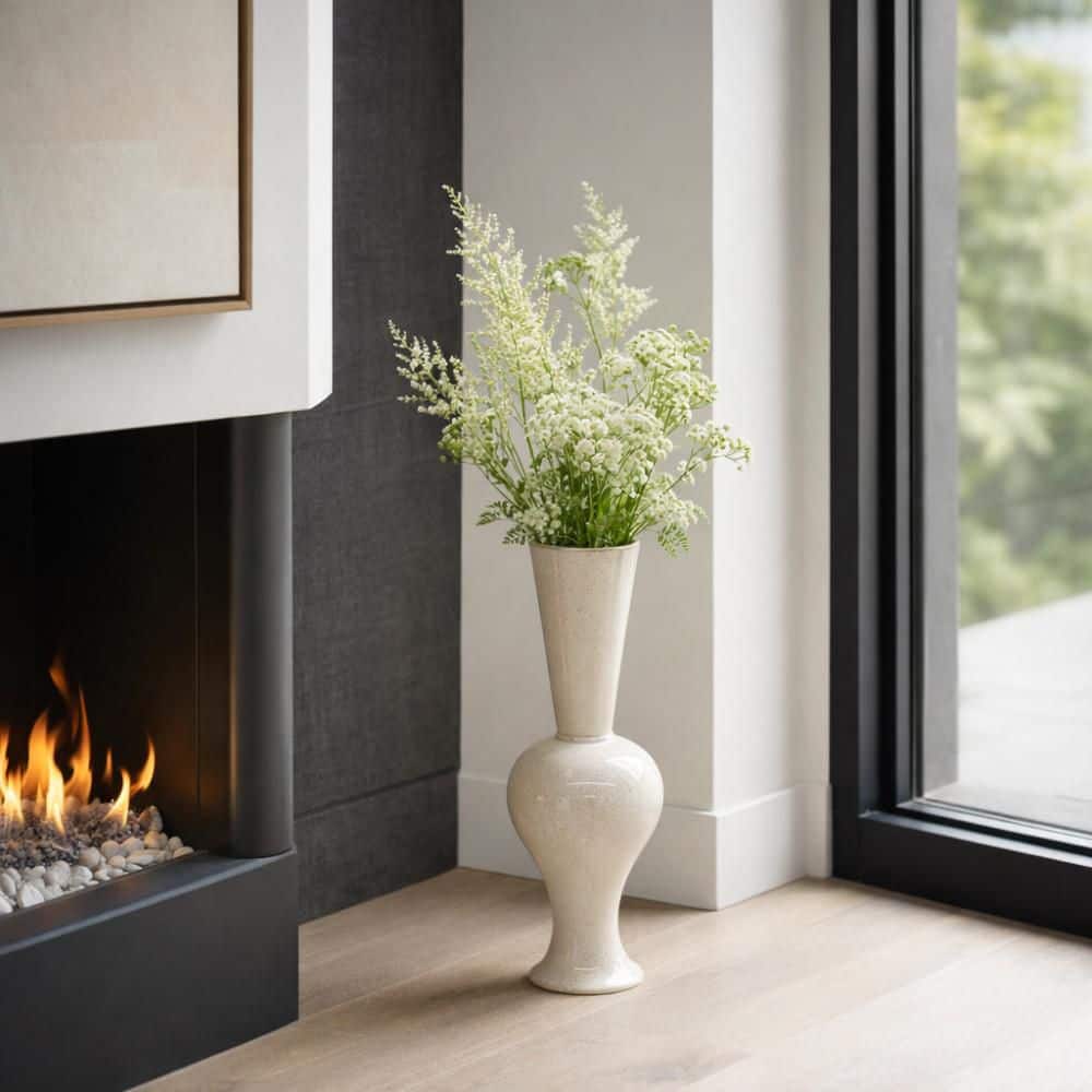 24 in. Ivory Ceramic Urn-Shaped Decorative Vase price history on PriceWatchPro