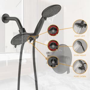 10-Spray Patterns 2 in 1 Shower Faucet Dual Shower Heads Handheld Shower Head Trim Kit in Matte Black