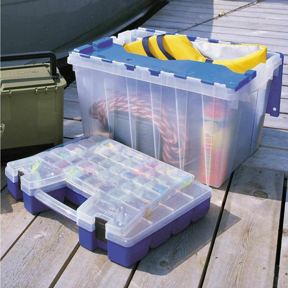 Blue Plastic Lockable Multi-Compartment Organizer Box