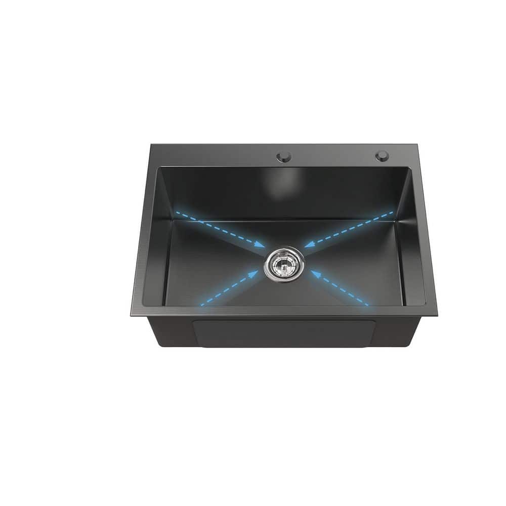 27 in. Drop-In Single Bowl 20-Gauge Black Stainless Steel Kitchen Sink with US Standard Drain and Hook price history on PriceWatchPro