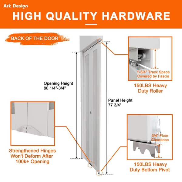 ARK DESIGN 36 in. x 80 in. 1-Lite Mirror Glass and Solid