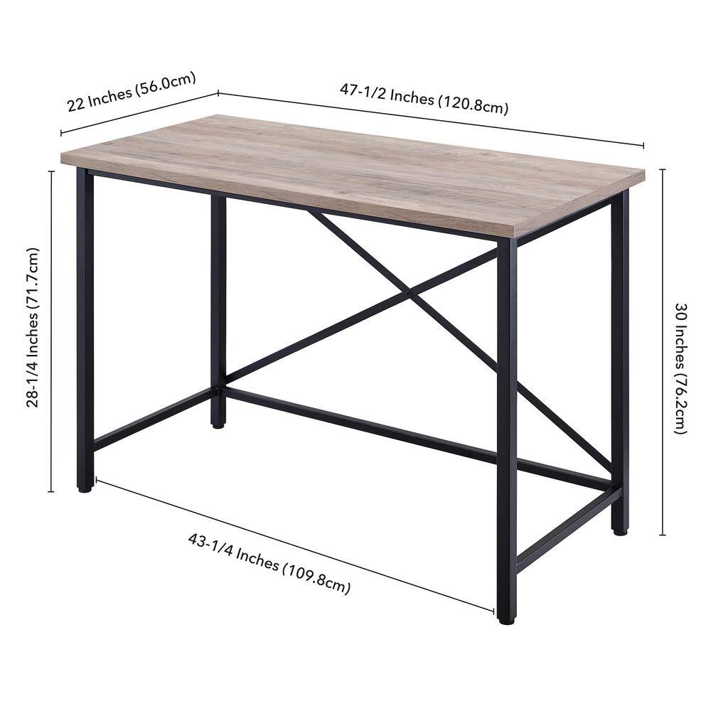 Martina 47" Black and Gray Oak Wood Desk