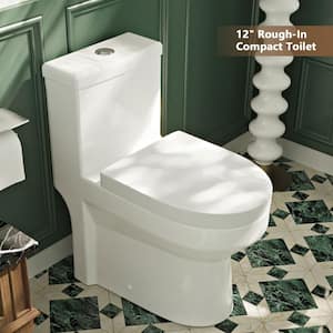 Liberty 12 in. Rough In 1-Piece 1.1/1.6 GPF Dual Flush Elongated High Efficiency Toilet in White, Soft Closed Included