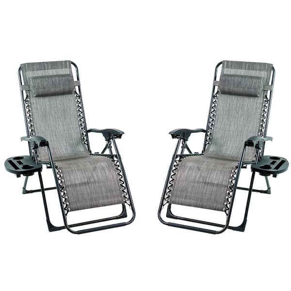 Patio Premier Metal Outdoor Recliner Gravity Chairs in Grey (2-Pack)