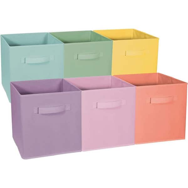 11 in. H x 10.5 in. W x 11 in. D Multi-Colored Pastel Foldable Cube Storage Bin (6-Pack)