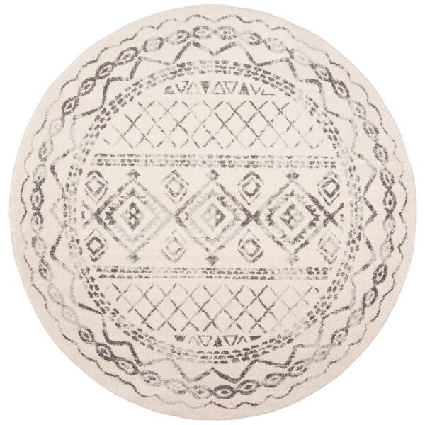Tulum 11 x 11 Ivory/Gray Tribal TUL268A Round Rug