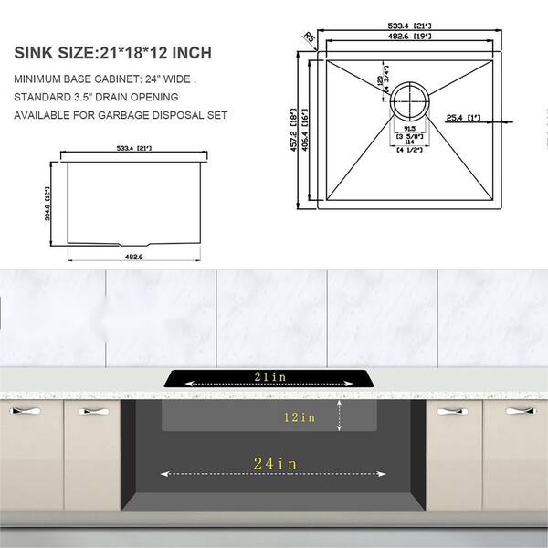 Staykiwi 23 x 19 Undermount Laundry/Utility Sink in Brushed Nickel with Workstation