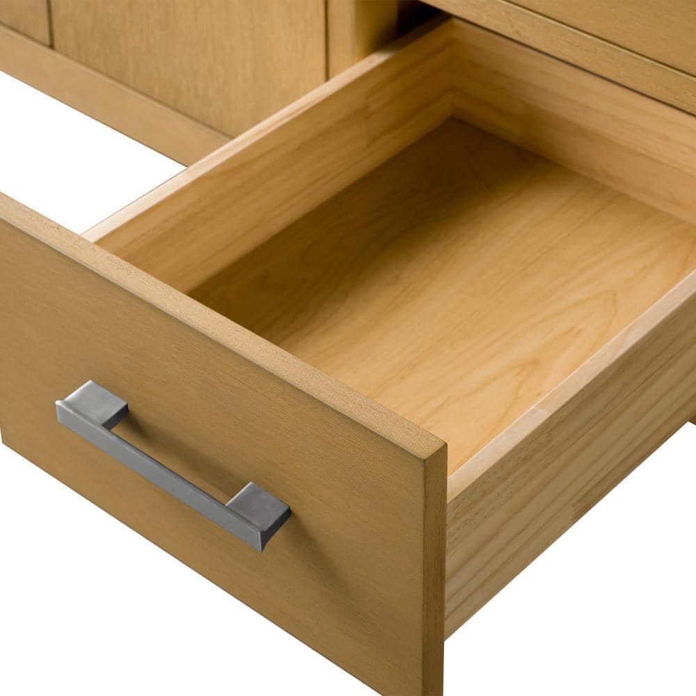 Natural Oak 42'' Single Bathroom Vanity with Engineered Marble Top