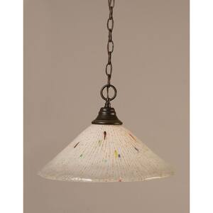 Kingston 100-Watt 1-Light Dark Granite Bowl Mini Pendant Light with Glass Shade