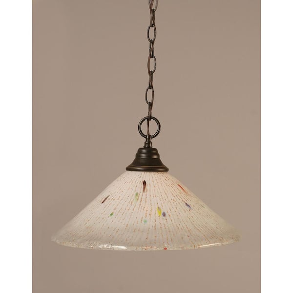 Unbranded Kingston 100-Watt 1-Light Dark Granite Bowl Mini Pendant Light with Glass Shade