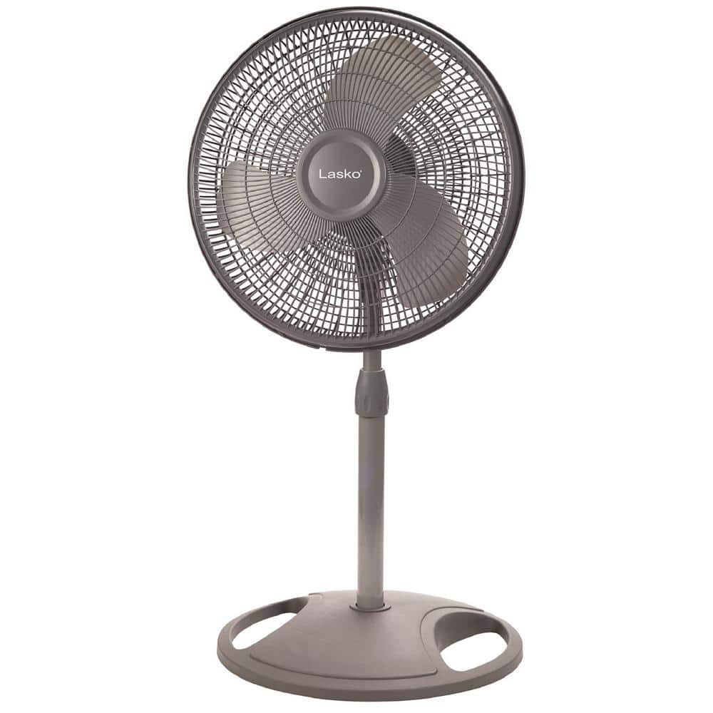 Gray Adjustable Height Oscillating Pedestal Fan with 16-inch Diameter