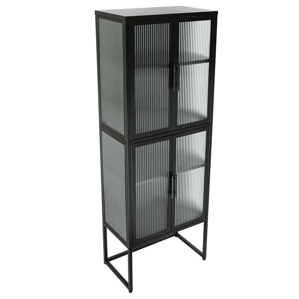 23.7 in. W x 13.86 in. D x 65.55 in. H Bathroom Black Linen Cabinet