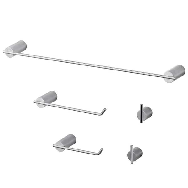 AVITAS 5-Piece Bath Hardware Set Accessory Included Towel Rack, Toilet Paper Holder and Towel Hooks in Brushed Nickel