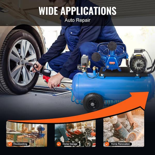 VEVOR Air Compressor Pump Head 10HP 17.5CFM @ 90PSI 3-Cylinder Oil Lubricated Air Compressor Piston Pump Head Dual Stage V-Type Cast Iron Air