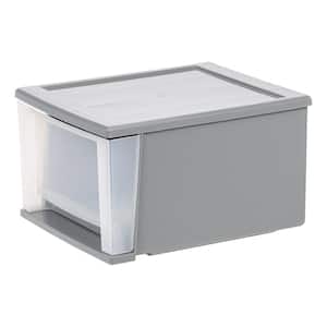 12.05 in. W x 8.39 in. H Single Gray Stackable Storage with Clear Drawer