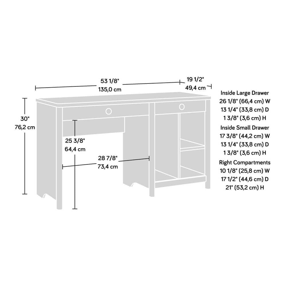 Denim Oak Computer Desk with Drawers and Shelves