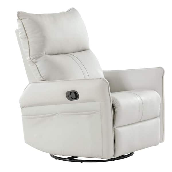 Tenleaf Metal 360° Swivel Outdoor Recliner Chair with Light Gray Cushion