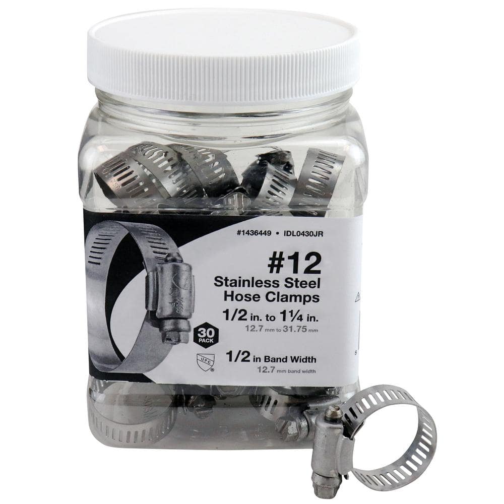 1/2 in. to 1-1/4 in. Stainless Steel Hose Clamp Jar - No. 12 (30-Pack) price history on PriceWatchPro