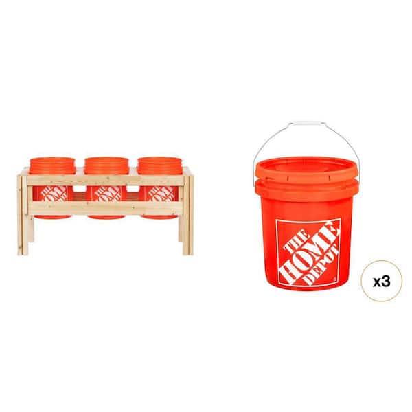 5 Gallon Orange Bucket and 43 in. L x 16 in. W x 20 in. H Cedar Raised Garden Bed Combo